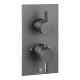 Product Cut out image of the JTP Vos Brushed Black 1 Outlet 2 Handle Shower Valve with Designer Knurled Handles